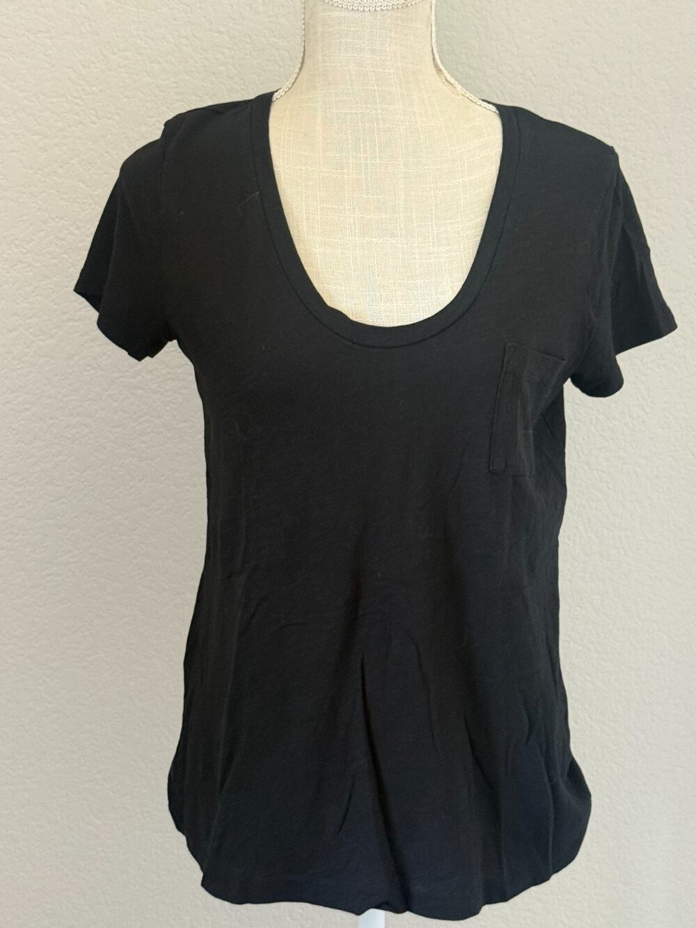 Caslon Black Scoop Neck Pocket Tee Women’s Medium Short Sleeve Cotton Modal Top